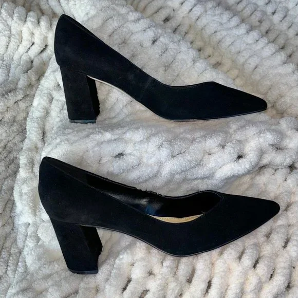 Marc Jacobs Zala Block Heel Pointed Toe Velvet Pumps - Picture 2 of 8